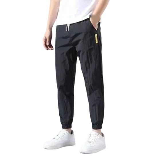 

Sweatpants Mid-waisted Drawstring Elasticity Loose Breathable Daily Wear Spring Drawstring Ankle Tied Cropped Pants Everyday Life 4XL чорний