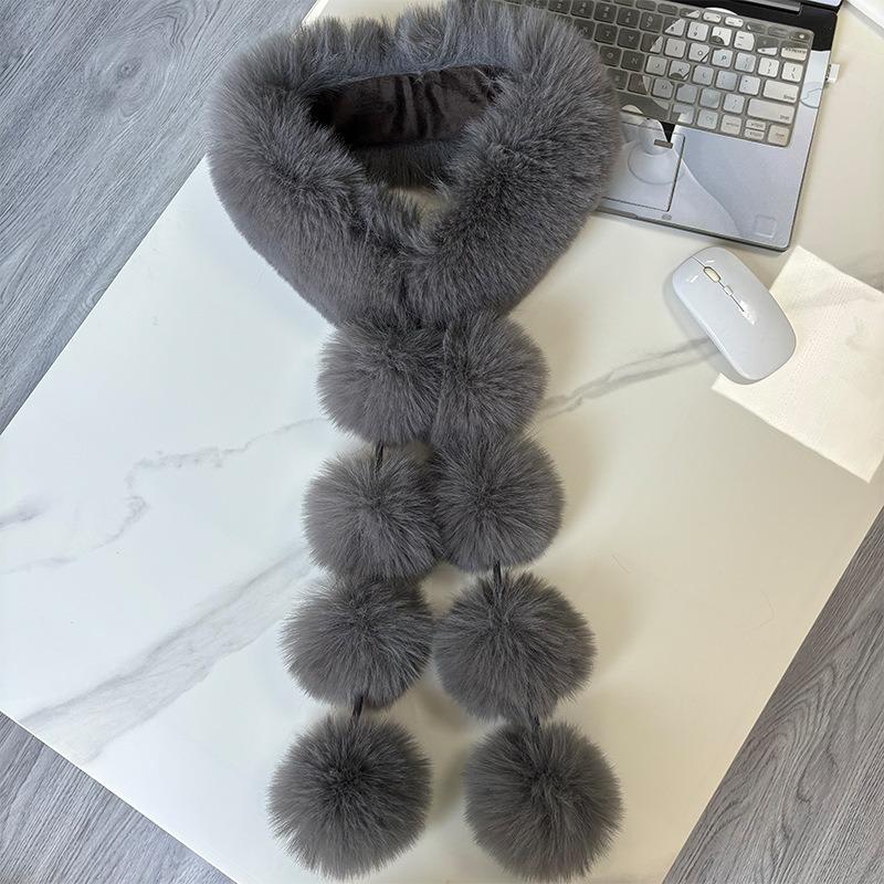 New Magnetic Imitation Fox Versatile Scarf, Women's Autumn and Winter Korean Version Light Luxury Shawl, Plush Hairball Temperament