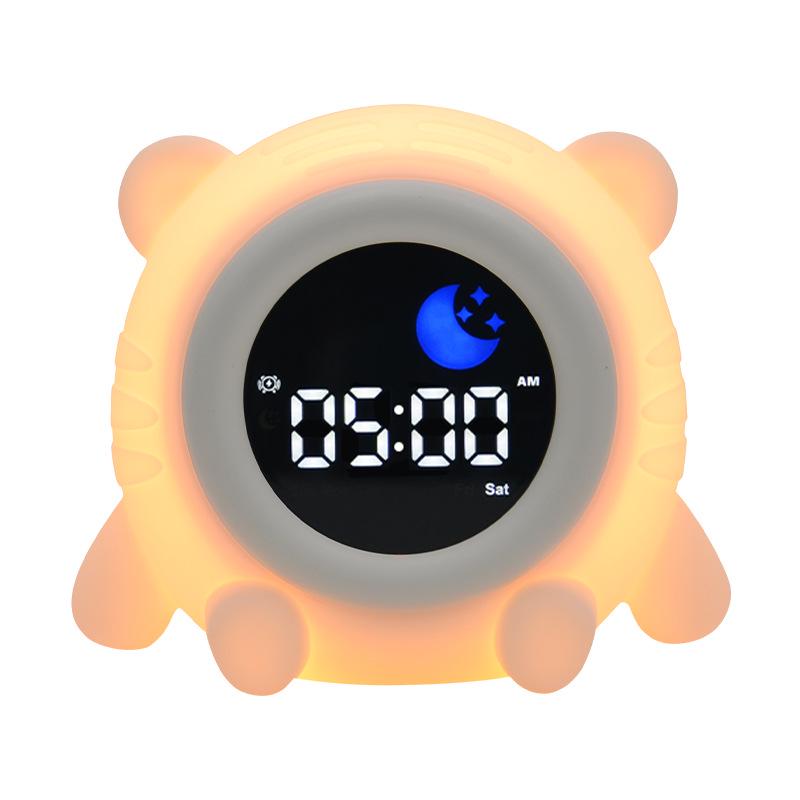 Children's Soft Silicone Tiger Night Light & Sleep Reminder Clock