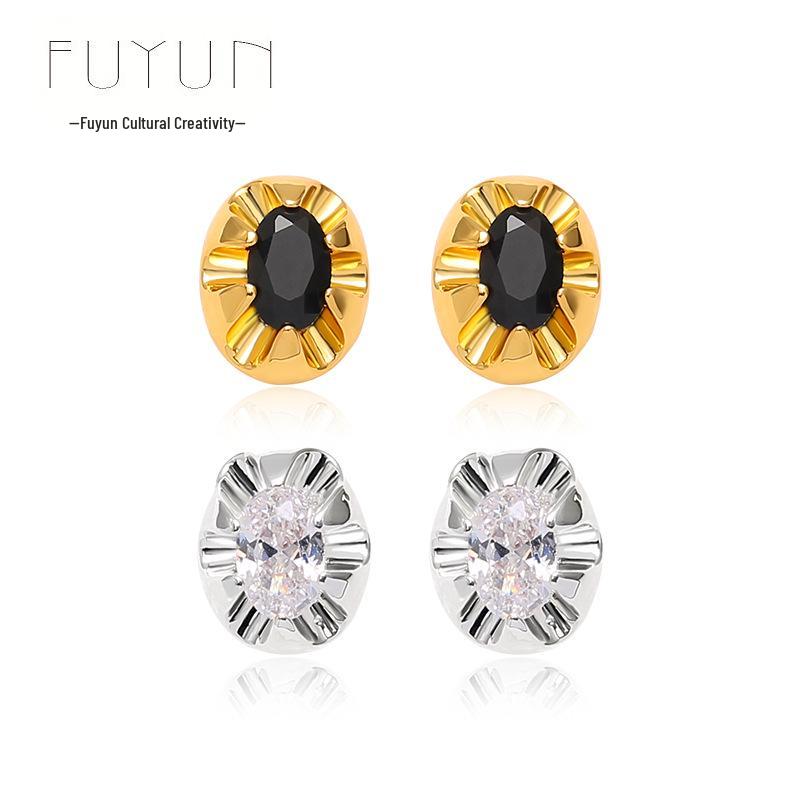 Exquisite Black Caramel Retro Korean Zircon Stud Earrings