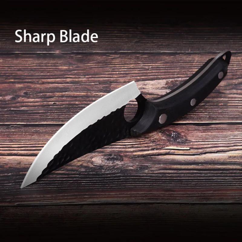 6 Inch Forged Hammer Pattern 5CR15MoV Steel Boning Knife Fixed Blade Meat Butcher Chef Knife Cutter Kitchen Tools