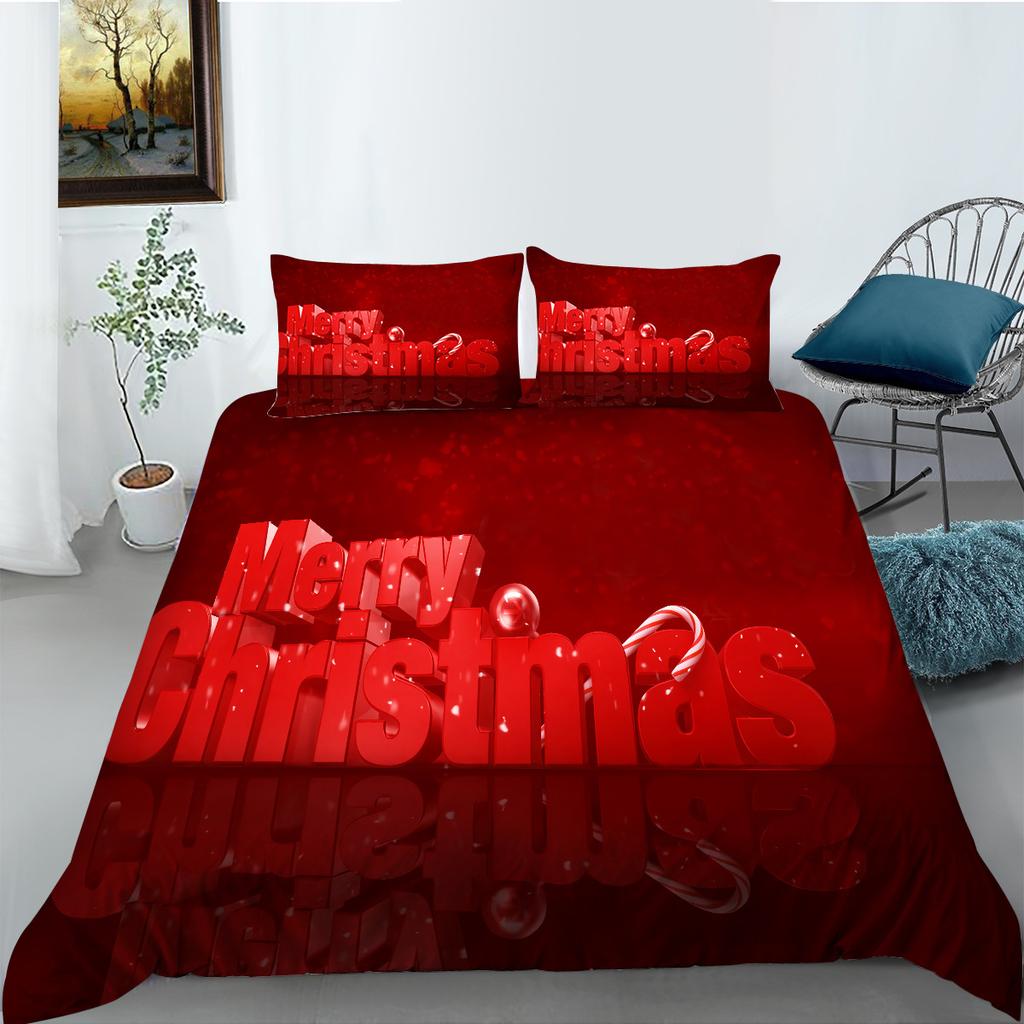 Weihnachtsgeschenk Serie Bettbezug Kissenbezug Zwei- oder Dreiteiliges Set Polyester Digitaldruck Feiertagsdekoration