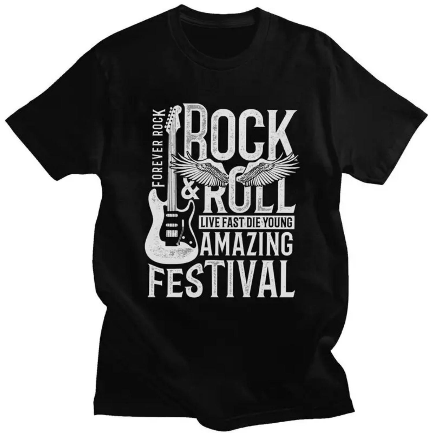 

Custom Forever Rock T Shirts Men 100% Cotton Tees Heavy Metal Guitar Music Lover Tshirt Short-Sleeve Casual T-shirt Clothing S разноцветный