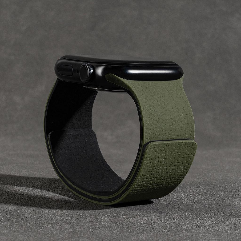 Lychee Pattern Magnetic Silicone Sports Watch Strap, Compatible with Apple S7, S8, S9, S10, S11, New SE