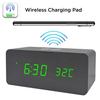 Wireless LED Wood Clock: Digital Alarm with Thermometer, Calendar & Charging Function