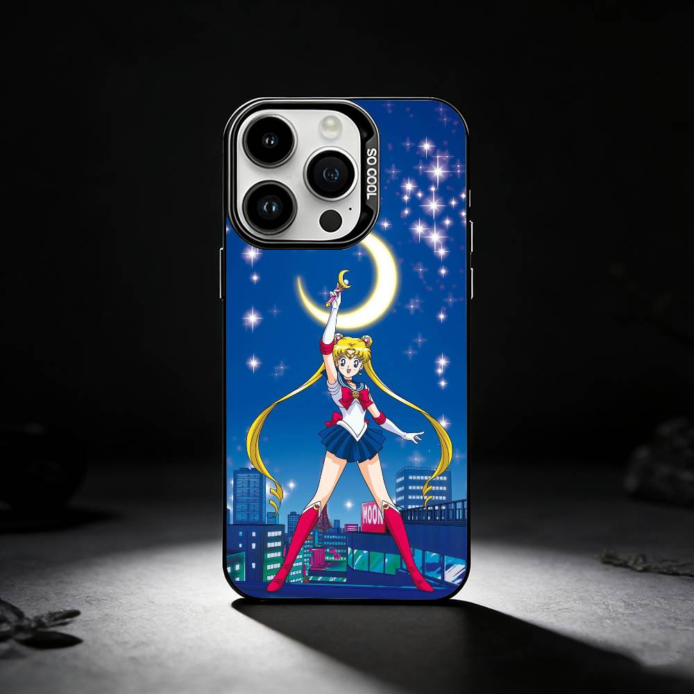 S-Sailor Moon Anime Phone Case For iPhone 17,16,15,14,13,12,11 Plus,Pro Max,XS,Colored silver phone case