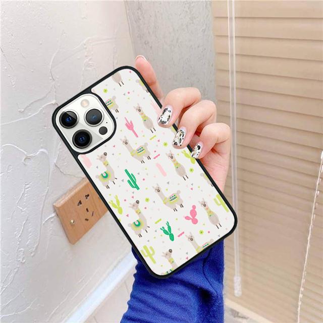 Llama Alpaca Face Animal Cactus Phone Case For apple 16 11 12 13 14 Pro Max Plus for coque