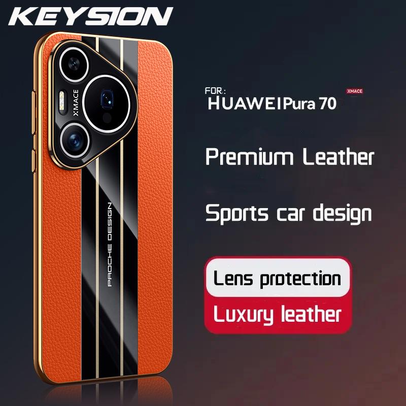 

Роскошный чехол KEYSION из натуральной кожи для Huawei Pura 70 Ultra P70, защитный чехол для ПК, камеры, телефона для Huawei Pura 70 Pro