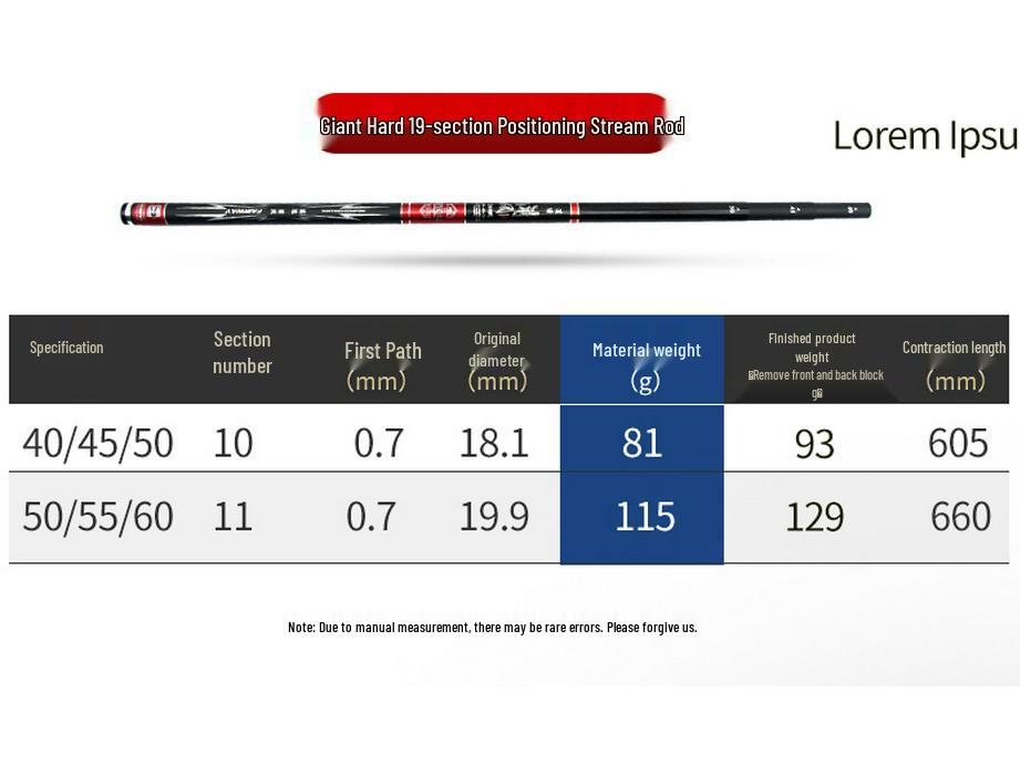 High-Carbon Stream Fishing Rod: Super Hard, Lightweight, 19/28 Tone for Crucian Carp