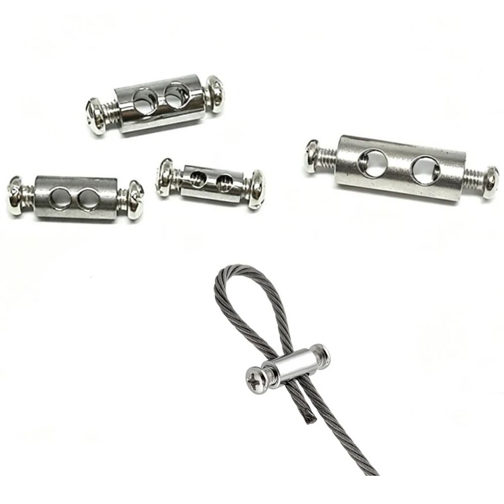 10Pcs Adjustable Cable Clamp Double Hole Cable Locker Steel Cable Fastener  Industrial Construction