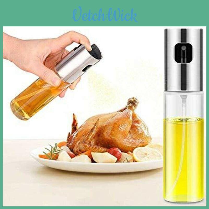 Stainless Steel Kitchen Olive Oil Sprayer Bottle Pump Oil Pot Grill Leakproof