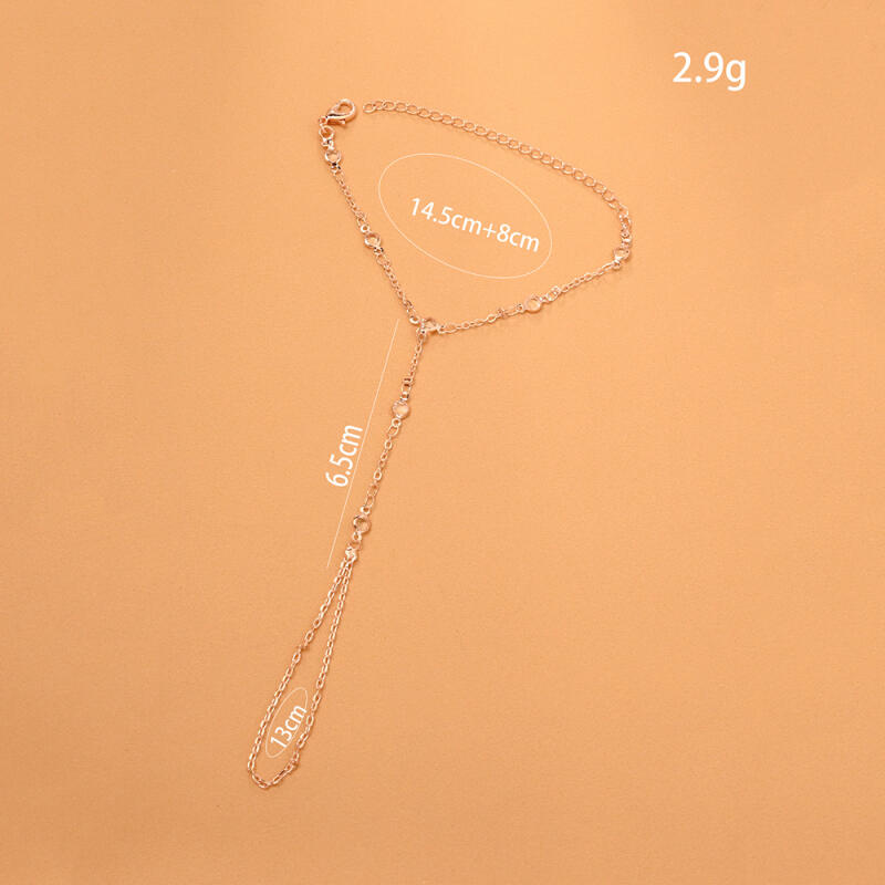 Light Luxury Round Rhinestone Bracelet For Women Simple Fine Bracelet Connet Finger Rings One-Piece Chains Jewelry Accessories
