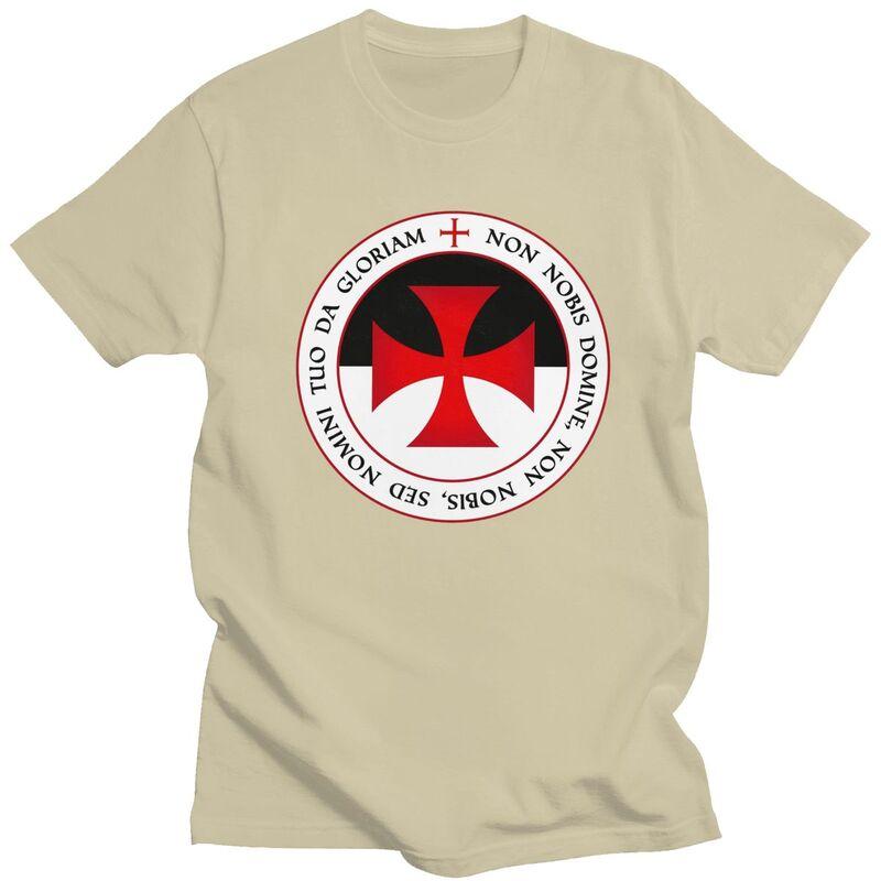 Custom Knights Templar Cross T Shirt for Men Pure Cotton Tshirt Casual Tee Short Sleeves Christian Crusader Seal Tshirt