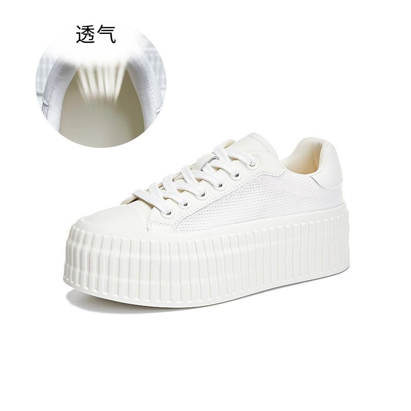 

Leather little white shoes women s 2025 summer new muffin thick baseplate shoes casual breathable and comfortable women s shoes versatile single shoes 35 бежевый