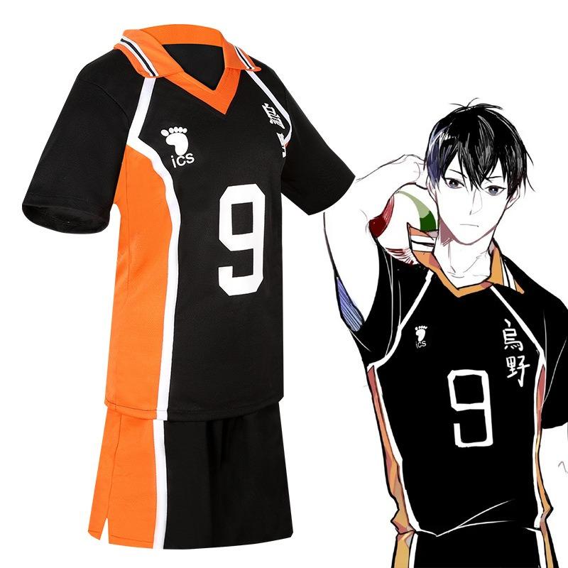 Departamento de voleibol universitario conjunto de tops de manga corta y pantalones cortos de voleibol ropa de cosplay de animación de dibujos animados