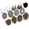 Fit 13x18mm 5pcs Bronze and Antique Silver Plated Colors Oval Adjustable Ring Settings Blank/Base