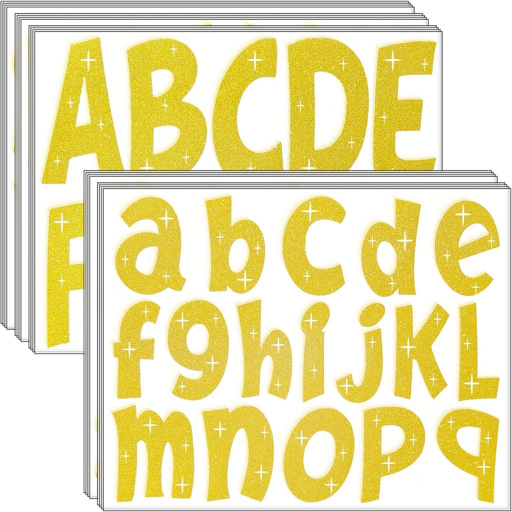 260 PCS Bulletin Board Letters 4 Inch Glitter Large Sticker Letters for Bulletin Board Self-Adhesive Alphabet Poster Board Letter for Classroom Home