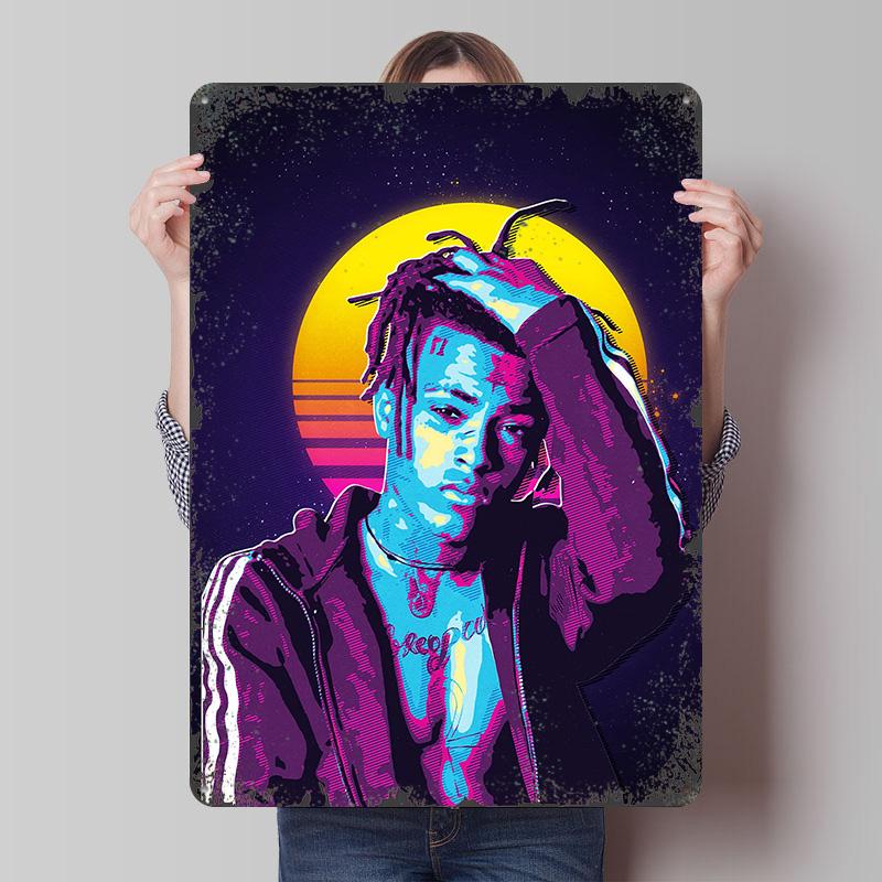 XXXTentacion Retro Art Poster Customized Wall Art Vintage Metal Signs Retro Tin Plaque for Man Cave Bedroom Decoration Room Home
