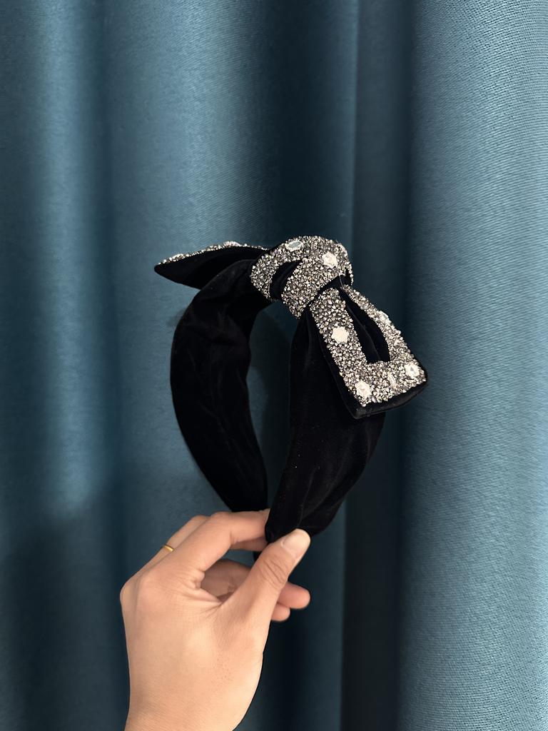 Temperament High-End Rhinestone Knotted Headband Bow Wide-Brimmed Women's Fashionable Hair Accessories