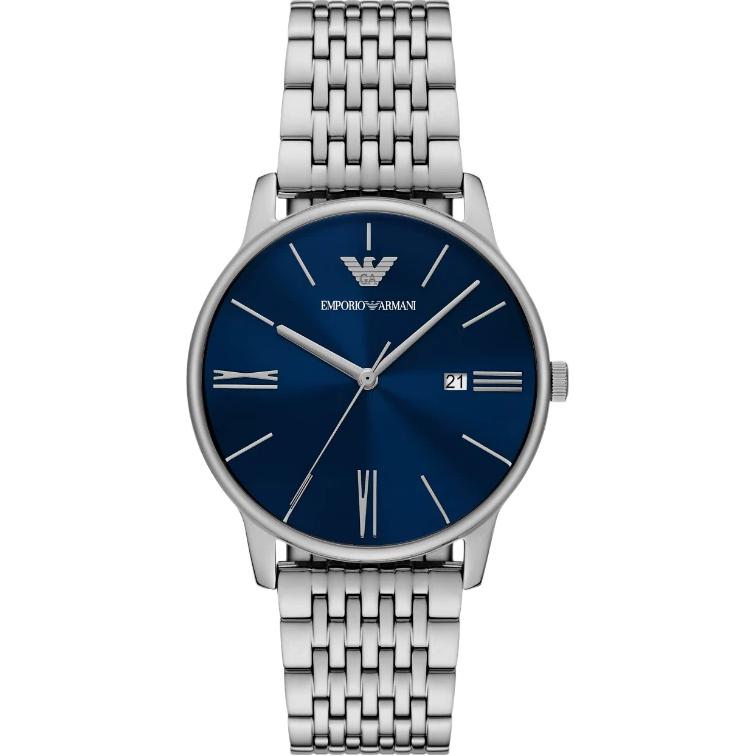 Emporio Armani Three-Hand Date Stainless Steel Watch AR11674 Blue Dial