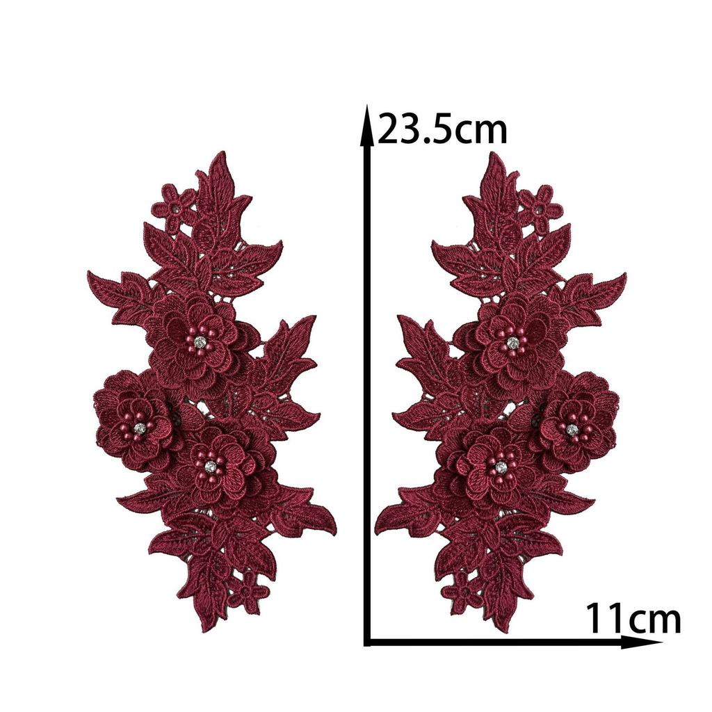 Classical Three-Dimensional Beads, Drills, Solid Color Pair Of Flowers, Embroidery Lace Fabric, Performance Clothes, Dresses, Decorative Accessories