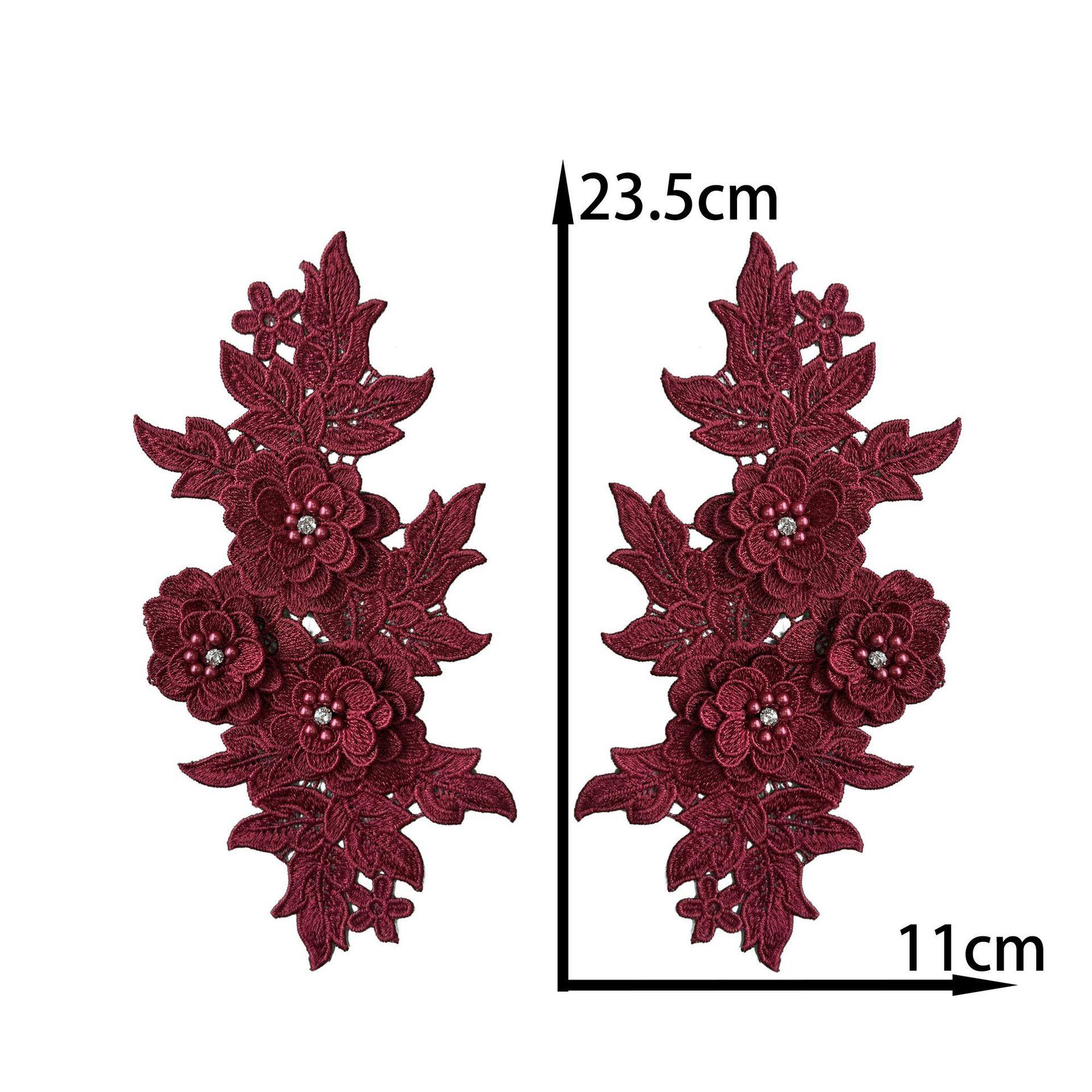 

Classical Three-Dimensional Beads, Drills, Solid Color Pair Of Flowers, Embroidery Lace Fabric, Performance Clothes, Dresses, Decorative Accessories No specification