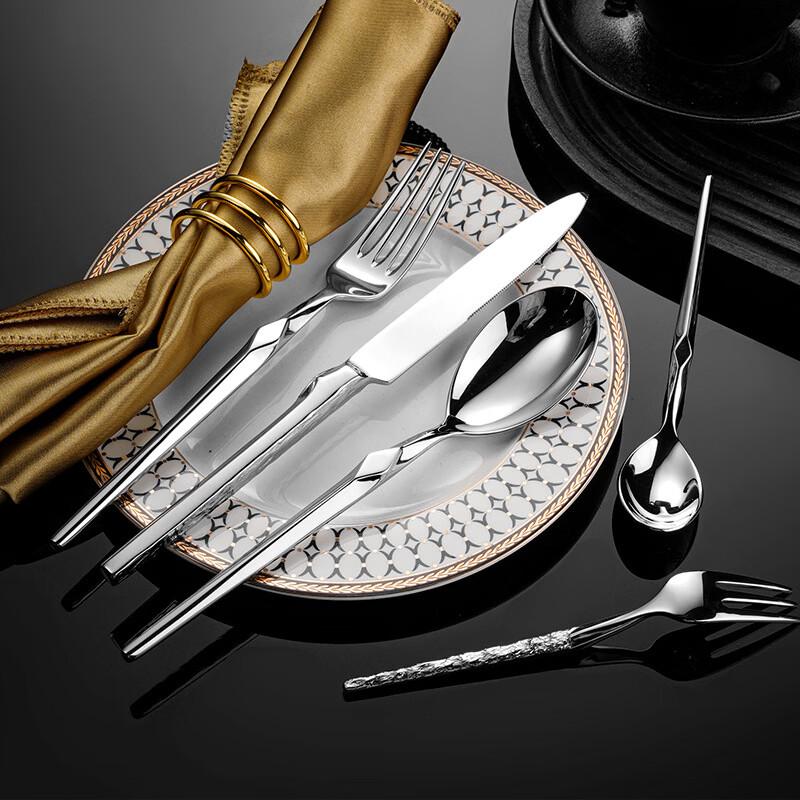 Abay 304 Stainless Steel Silver Stone Pattern Cutlery Set