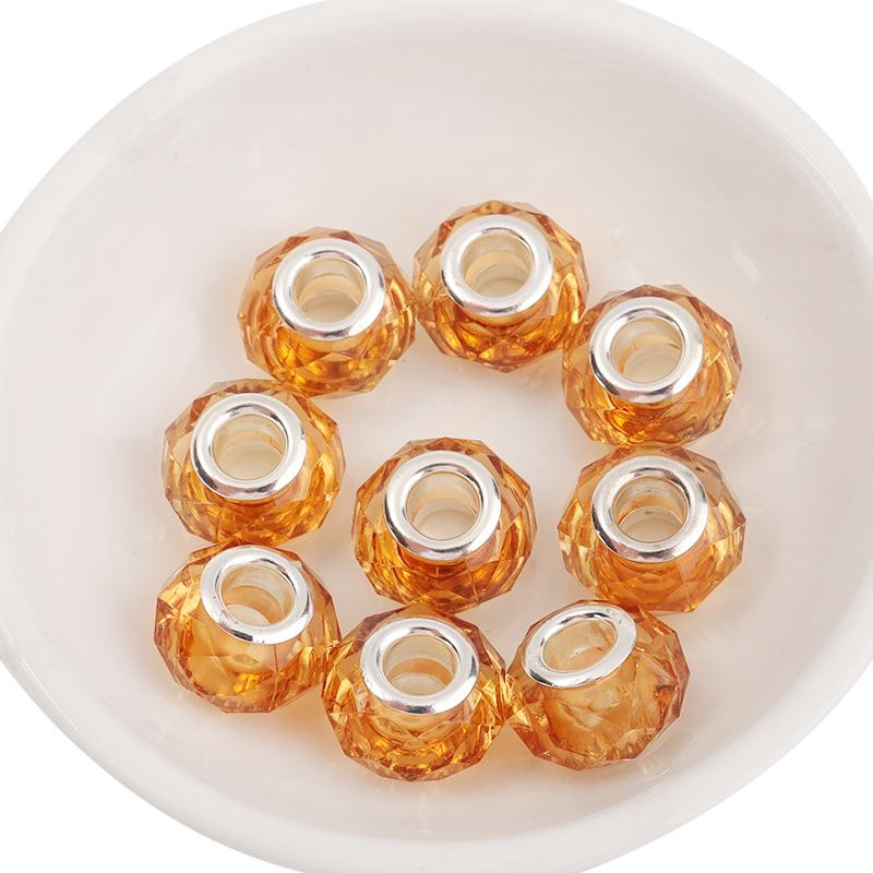 20pcs/Lot Transparent Color Faceted Resin Beads Big Hole Spacer Loose Beads for Jewelry Making DIY Bracelet Necklace