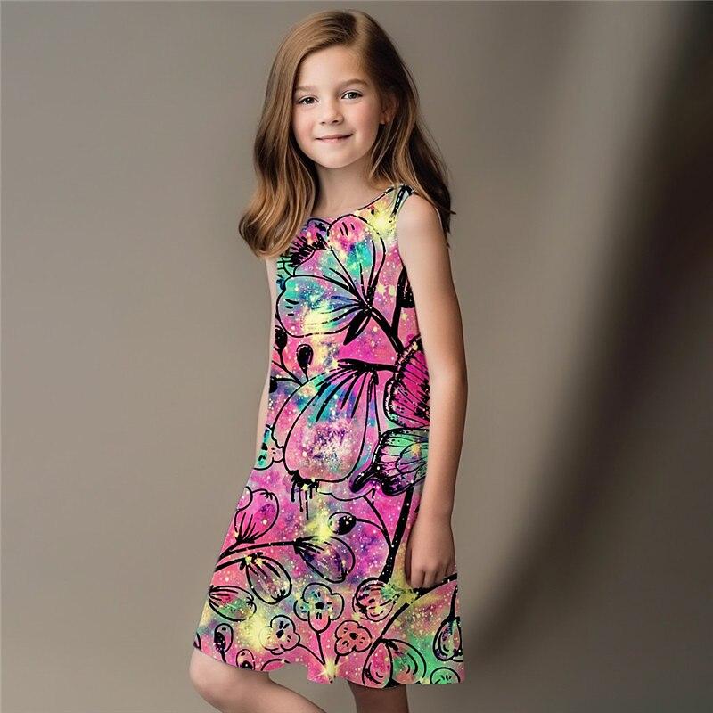 

Платье для девочек Без рукавов 3D Зеленый Кристалл С принтом бабочки Лето Весна Повседневные Милый Повседневный Милый Дети Платье трапециевидной формы Платье-майка Платье для сна Спокойной ночи 180 светло-розовый