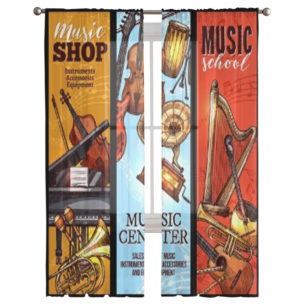 Instrument muzyczny Tiulowe przezroczyste zasłony okienne do salonu Sypialnia Nowoczesne zasłony z szyfonu woalowego z organzy Zasłony dekoracyjne
