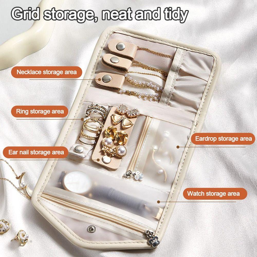 Hochwertige Faltbare Schmucktaschen Leder Mini Halsketten Ohrringe Tasche Tragbare Beutel Reise