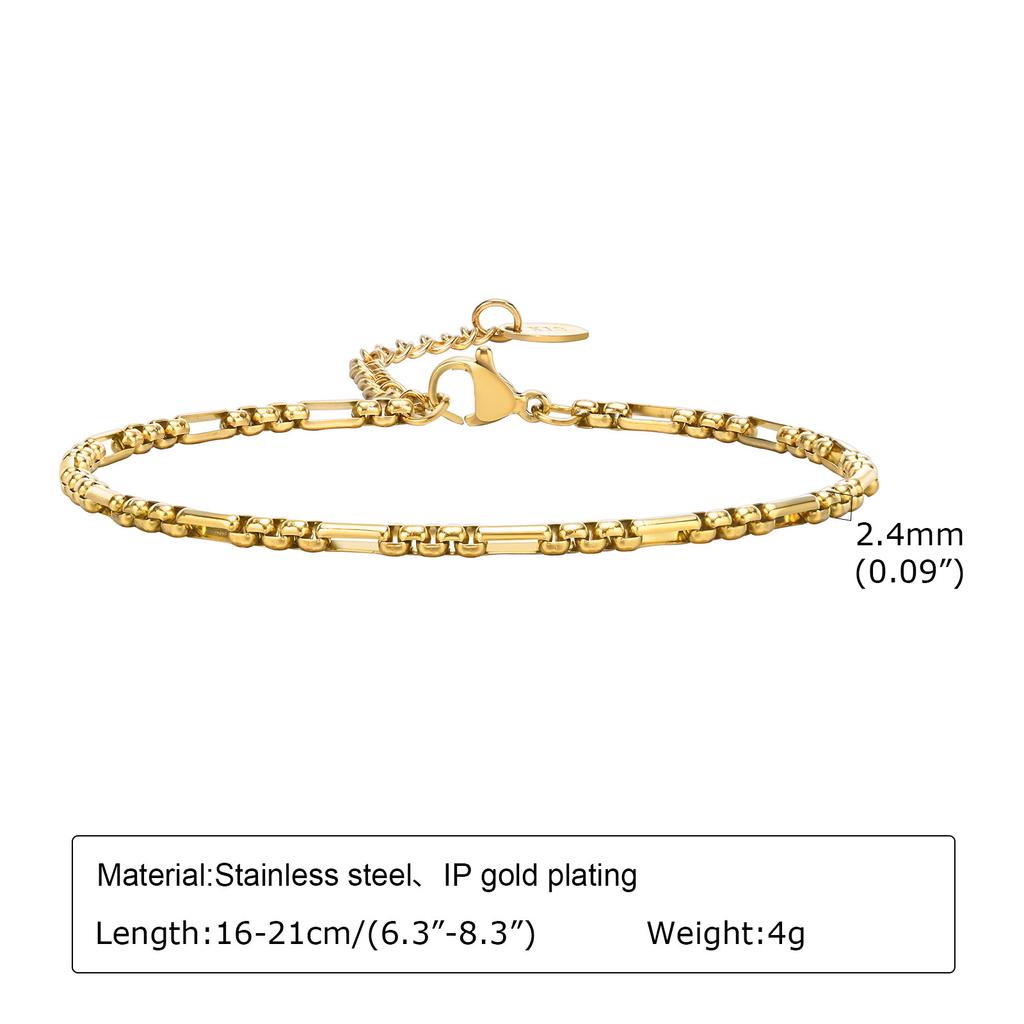 Waterproof Stainless Steel Chain Bracelets For Women , Gold Plated Fashion Stackable Link Bracelet Gifts