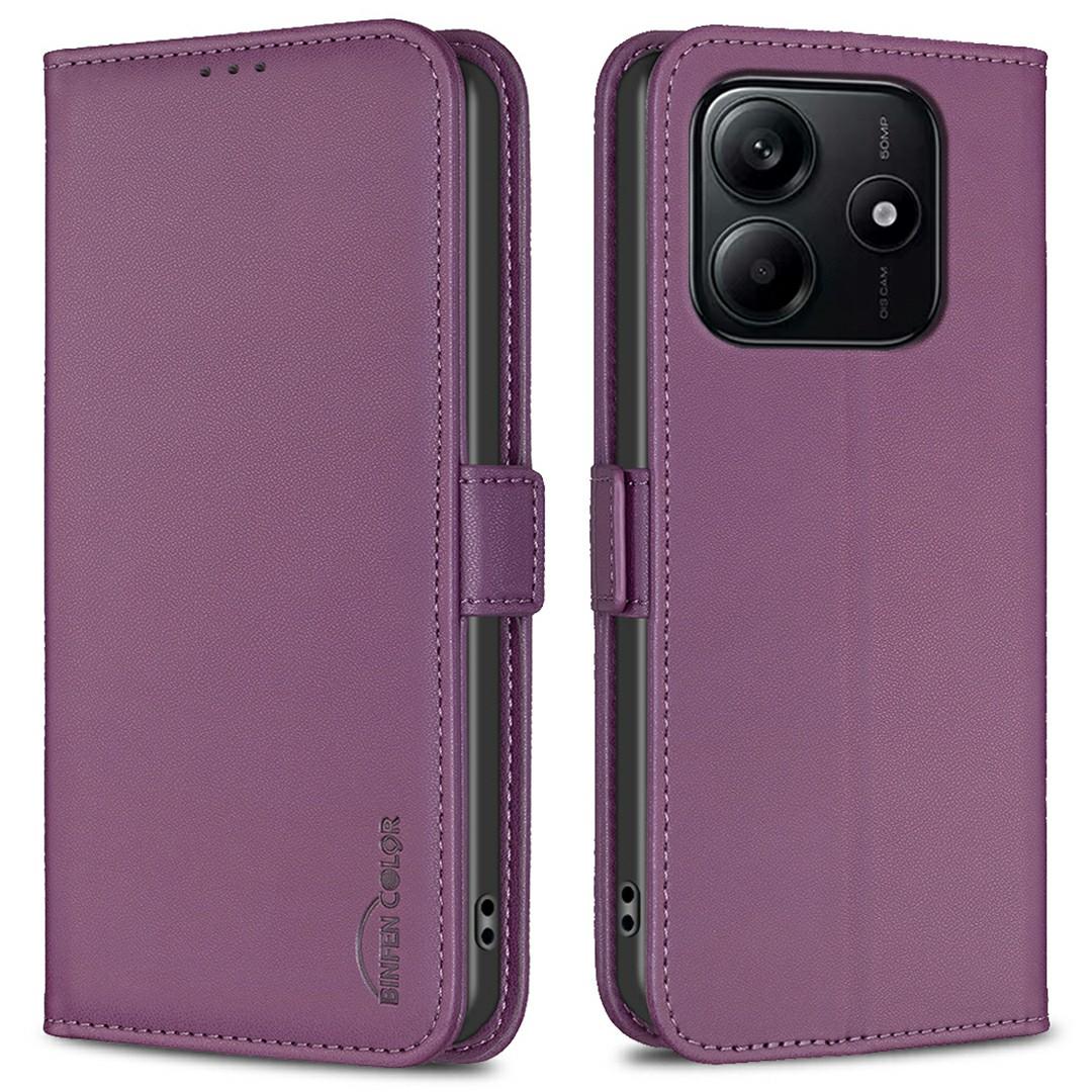 

BINFEN COLOR BF31 For Xiaomi Redmi Note 14 4G (163.25x76.55x8.16mm) Case PU Leather Flip Folio Phone Wallet Cover Dark Purple