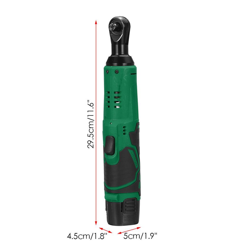 Rechargeable  Electric Wrench 12V 3/8" Cordless Ratchet Scaffolding 65N.m Right Angle Wrench Tools with 2Pcs Battery Charger Kit