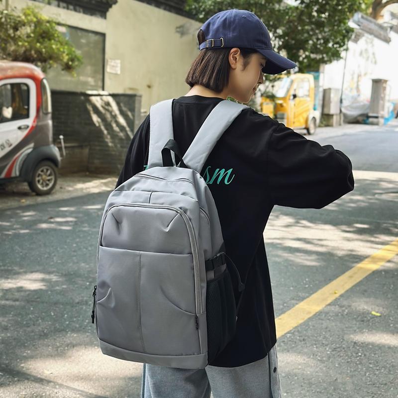 Men's Outdoor Backpack Solid Color Women Large Capacity Backpack Student School Bag