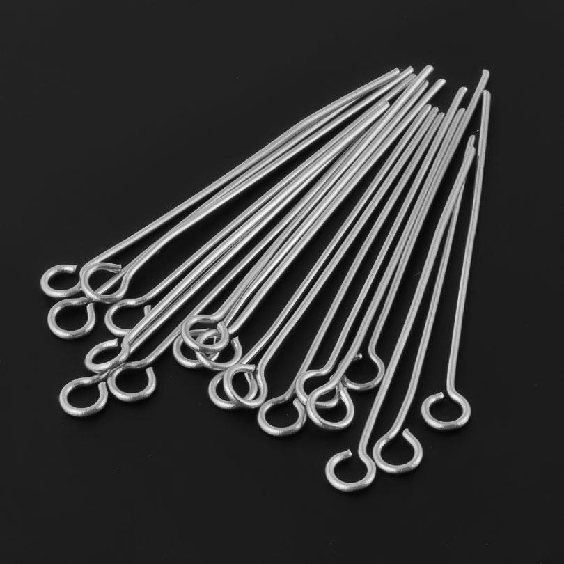 100pcs/Lot Real Gold Plated Stainless Steel  Eye Head Pins For Jewelry Making Supplies Nine Character Needle DIY Connectors Bulk