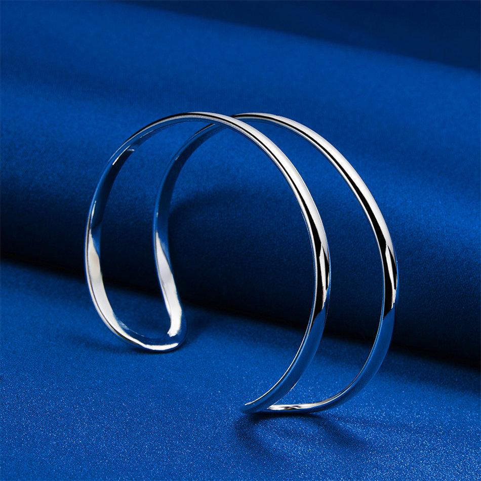 Luxurious 925 sterling silver exquisite double-layer open bracelet for women's fashion parties, wedding jewelry