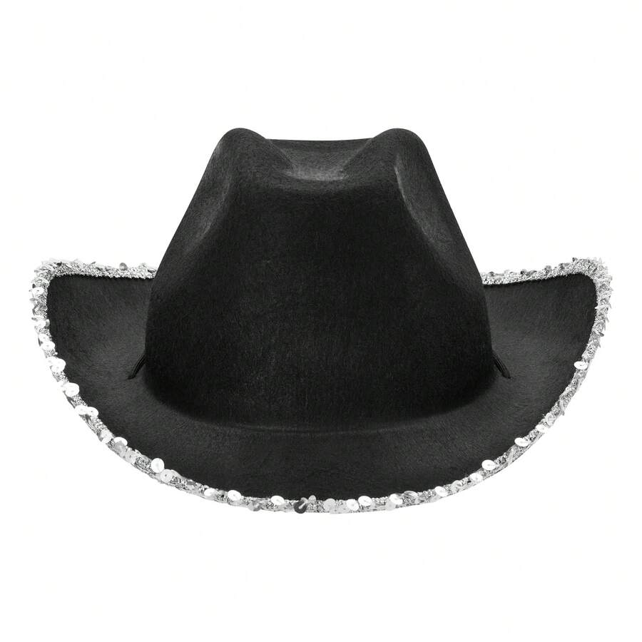 Pink Felt Cowboy Hat With Rhinestone Trim For Women Summer Wide Brim Western Fedora