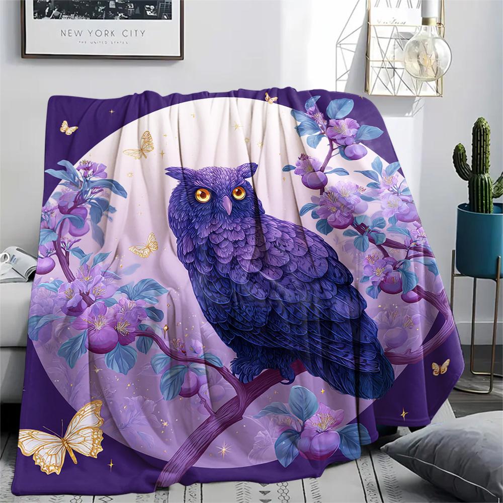 Flanelová deka s potiskem soviček, Vysoce kvalitní, Pohodlná pro všechna roční období, Domácí dekorace, Teplo a pohodlí, Perfektní jako vánoční dárky