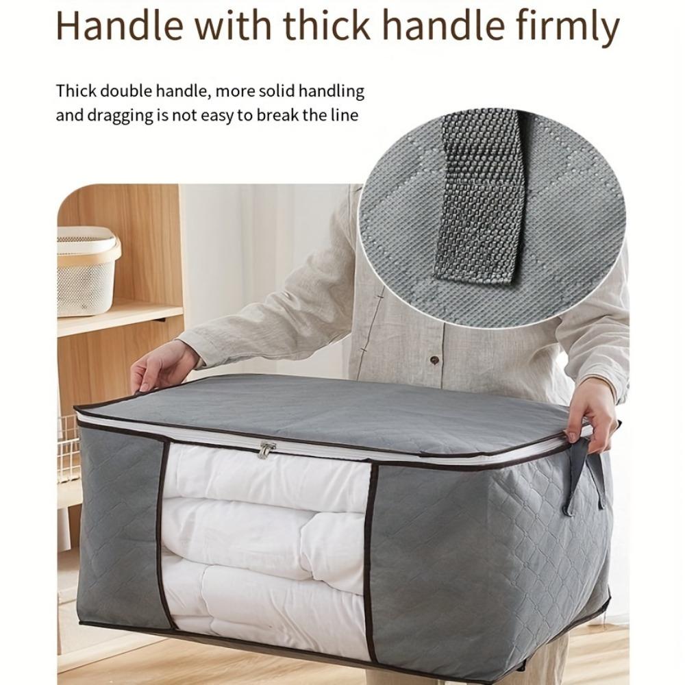 Large Capacity Quilted Storage Bag with Clear Window,Durable Non-Woven Fabric, Reinforced Handles & Sturdy Zipper