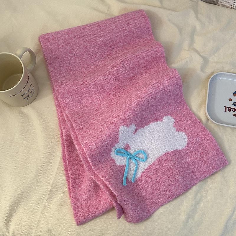 Luochi Knitting Scarf: Cozy Imitation Cashmere Cartoon Wool Neck Warmer for Women, Korean Style