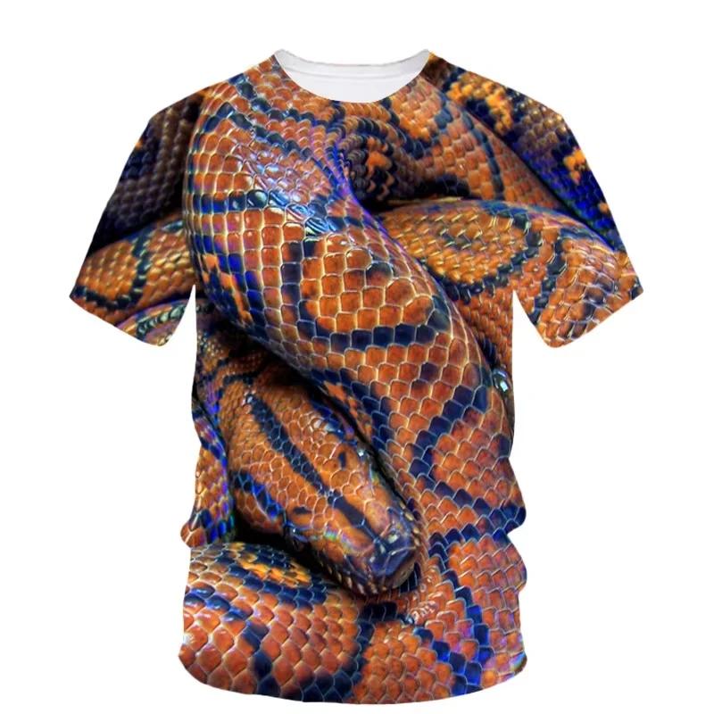 

3D Print Scary Snake T Shirt Men Python Animal Graphic Tees Summer Street Women O-Neck Tops Loose Fashion Harajuku T-Shirts 6XL