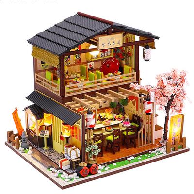 assembled wooden dollhouse