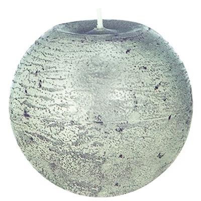 [Q0894] - Round Decorative Candle 'Zen' Vintage Silver - 7.5 Cm