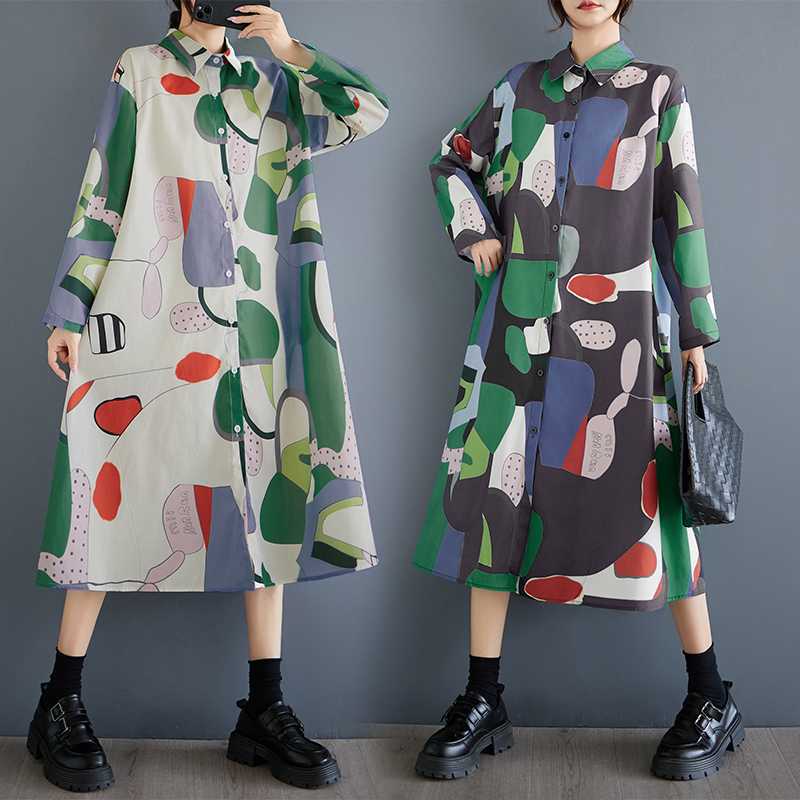 

Новые свободные платья большого размера миди в литературном ретро-стиле с принтом на морскую тематику One Size белый