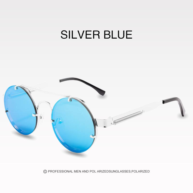 Vintage Steampunk Sunglasses UV400 Protection Round Metal Frame Punk Style Shades for Men Women