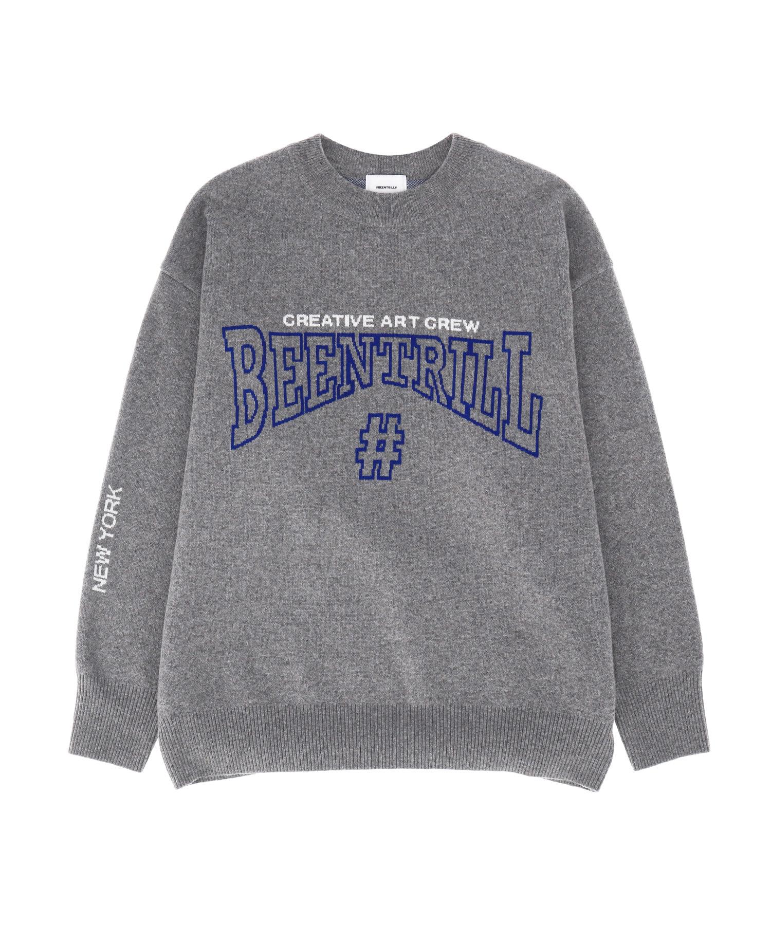 Vintril New York Lettering Art Oversized Knit (Melange Gray) Xl