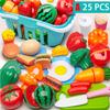 Play House Simulation Toys Early Education Girls Boys Gifts Educational Toy Plastic Kitchen Toy Set Cut Fruit and Vegetable Food