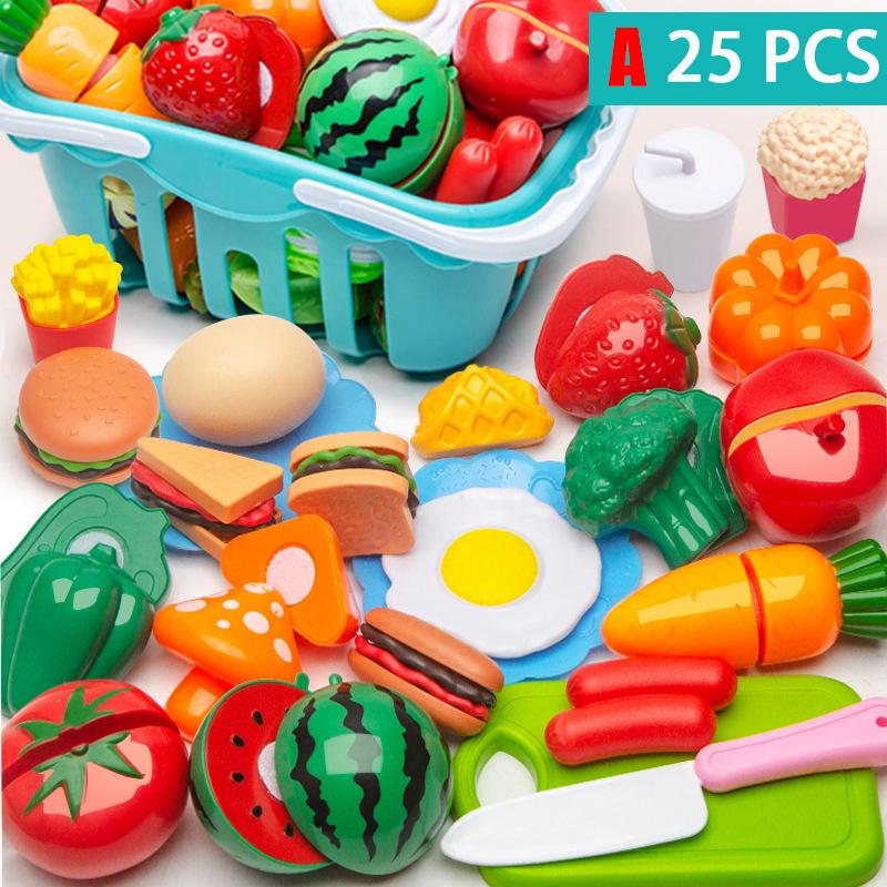 Play House Simulation Toys Early Education Girls Boys Gifts Educational Toy Plastic Kitchen Toy Set Cut Fruit and Vegetable Food