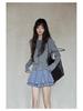 Yimeng 2025 Korean Style Patchwork Long Sleeve Knitted Cardigan for Women